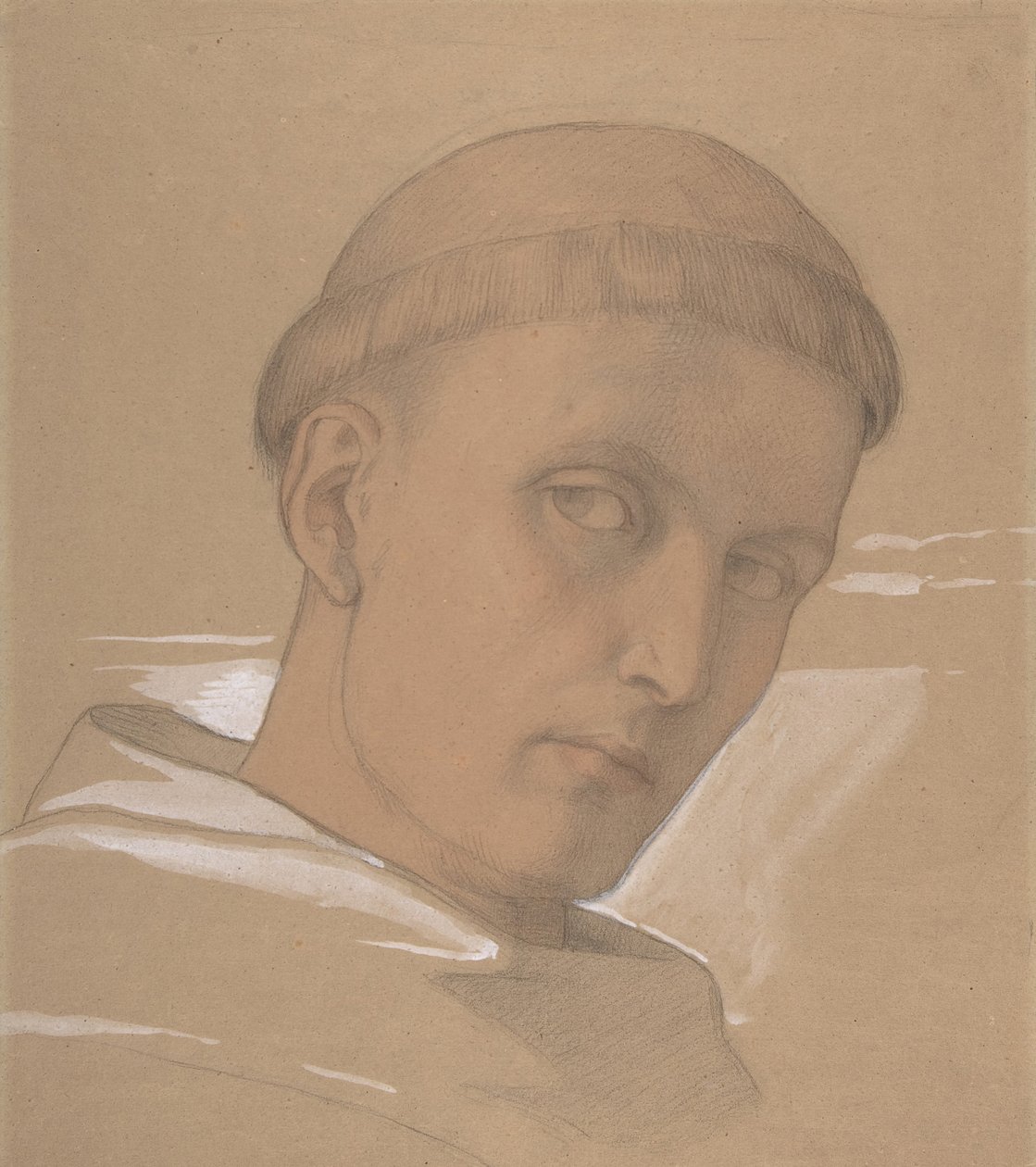 Studie des Kopfes des hl. Augustinus für das Gemälde der Madonna und des Kindes, 1846 von Eduard von Steinle