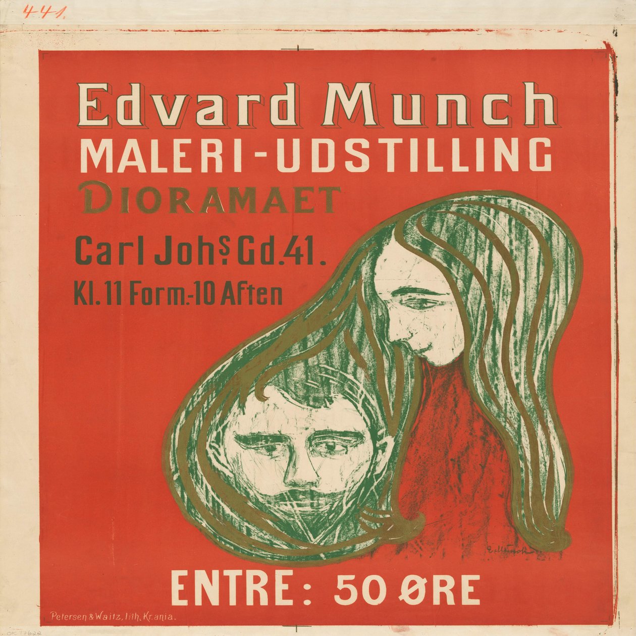 Männerkopf im Frauenhaar von Edvard Munch
