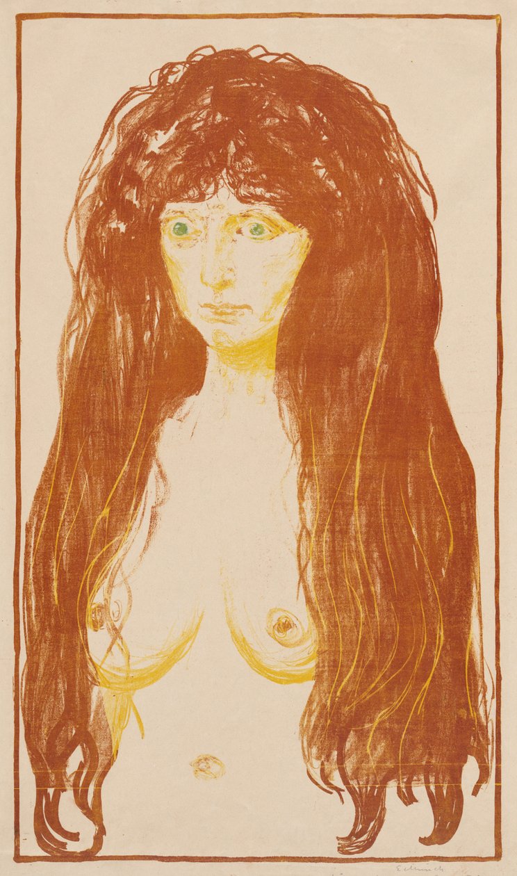 Frau mit rotem Haar und grünen Augen (Die Sünde) von Edvard Munch