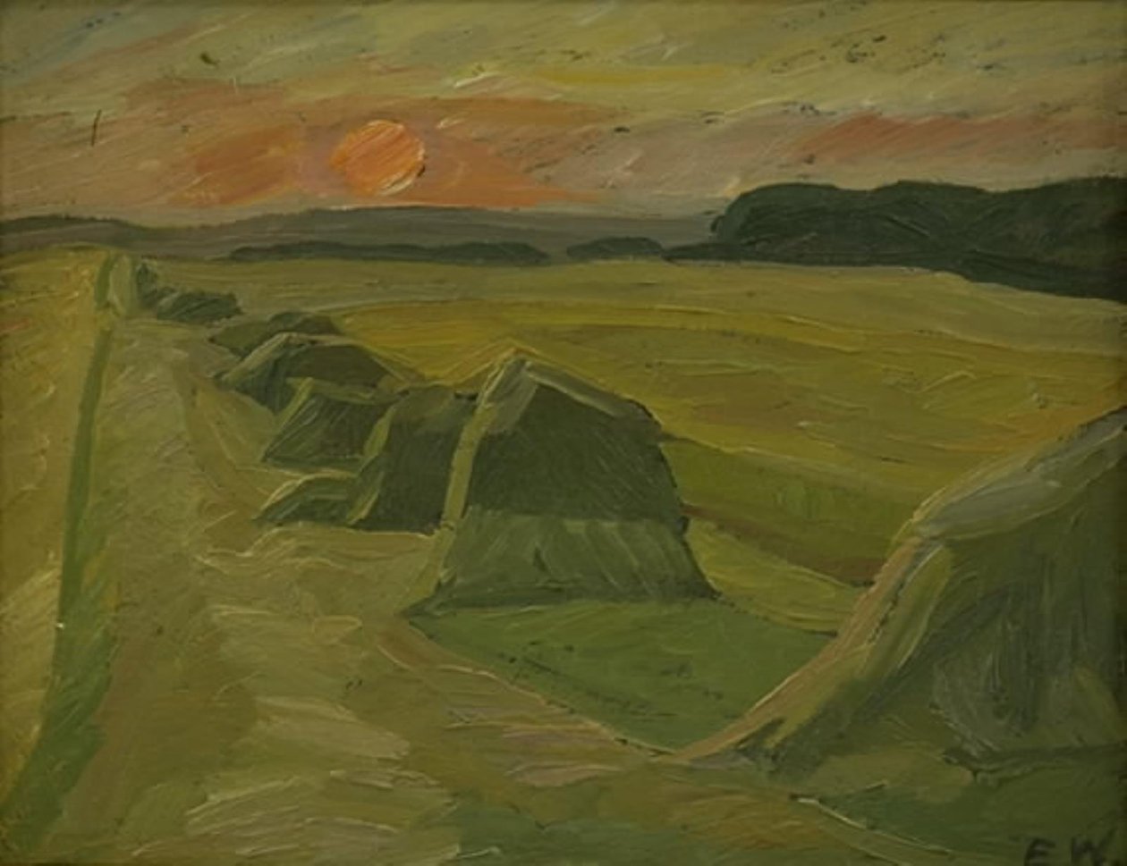 Landschaft mit Heuhaufen von Edvard Weie