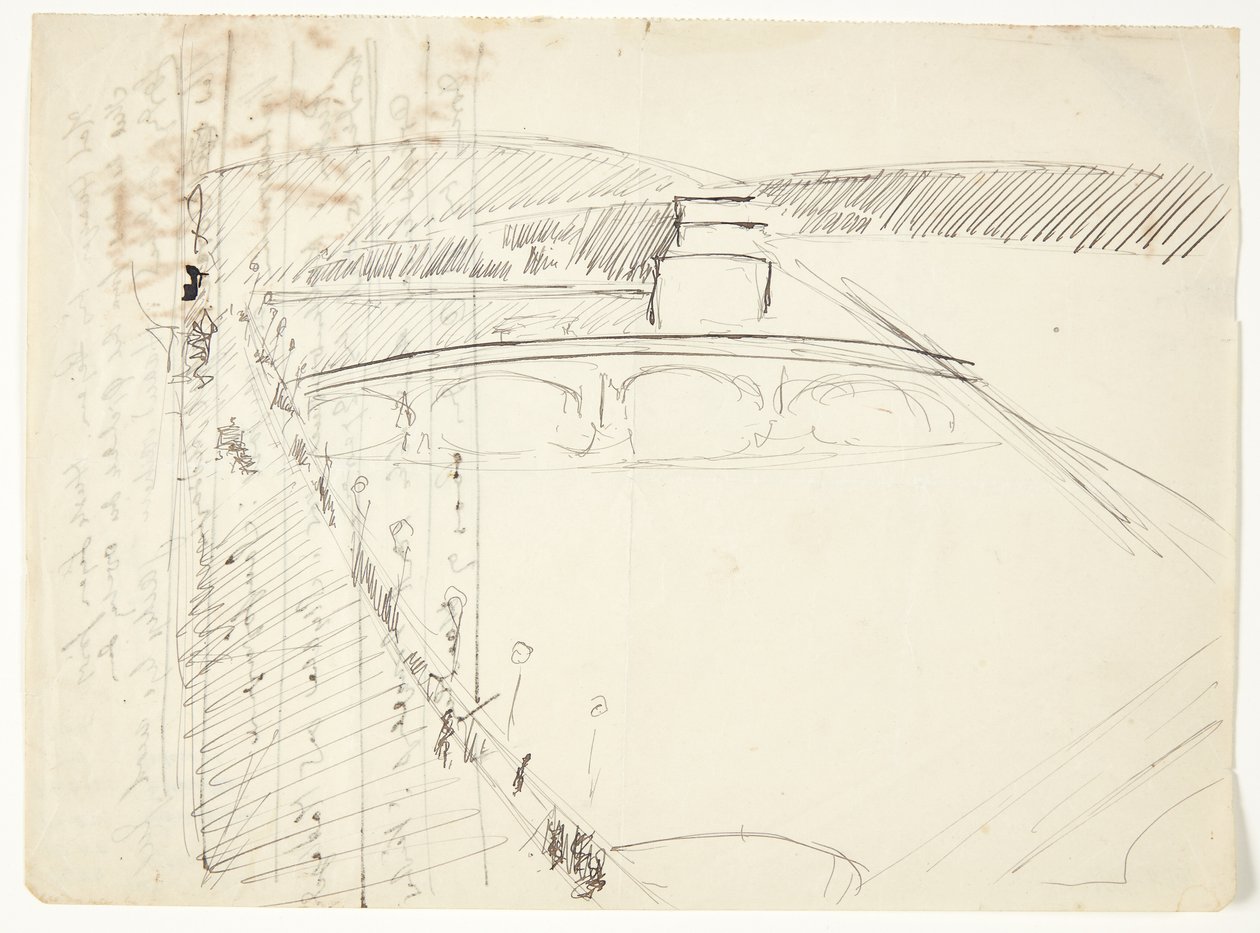 Blick aus einem Fenster bei Lungarno über den Fluss in Richtung Santo Spirito und San Miniato-Höhen, Florenz von Edvard Weie