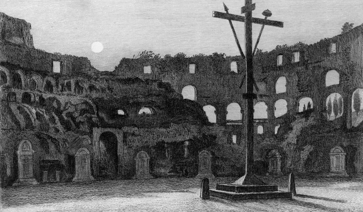 Das Kolosseum bei Mondschein, graviert von Charles George Lewis von Edward William Cooke