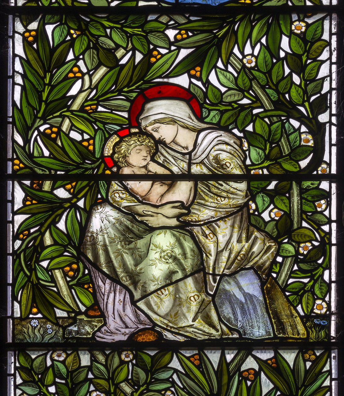 Nun Monkton, St Mary, Morris Marshall & Faulkner & Co, William Morris, Edward Burne-Jones, Madonna und Kind, 1873 von Edward and Morris Burne-Jones