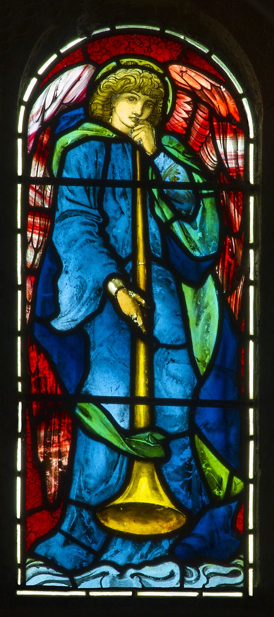 Hoarwithy, St Catherine, Morris & Co., Edward Burne-Jones, Trompetender Engel, 1879 von Edward Burne Jones