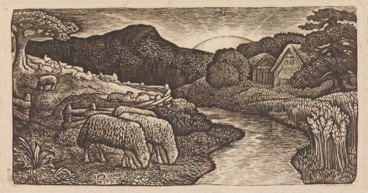 Die Schafe seiner Weide von Edward Calvert