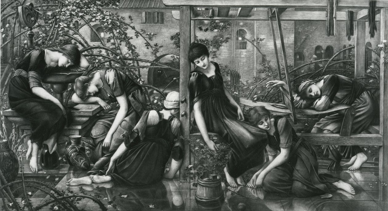 Der Gartenhof, aus der Briar Rose Serie von Edward Coley (after) Burne Jones