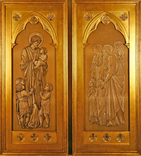 Christus segnet die kleinen Kinder und Frauen bringen Kinder in die Gegenwart von Christus von Edward Coley Burne-Jones