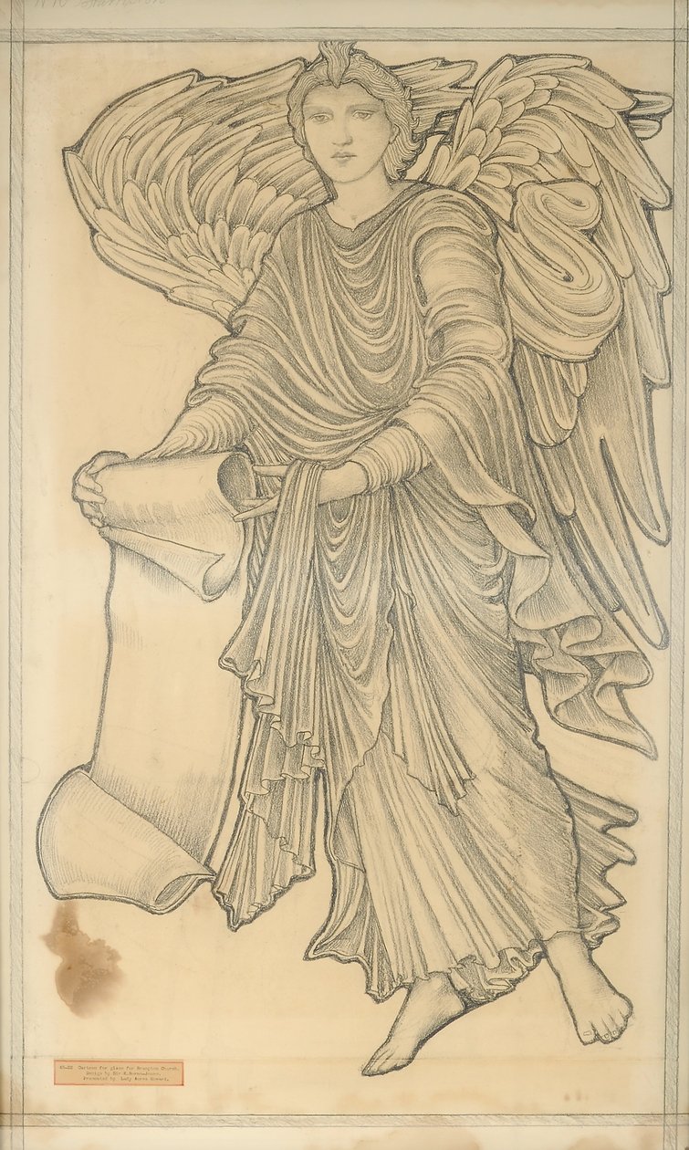 Engel mit Schriftrolle - Figur Nummer zehn, 1880 von Edward Burne Jones