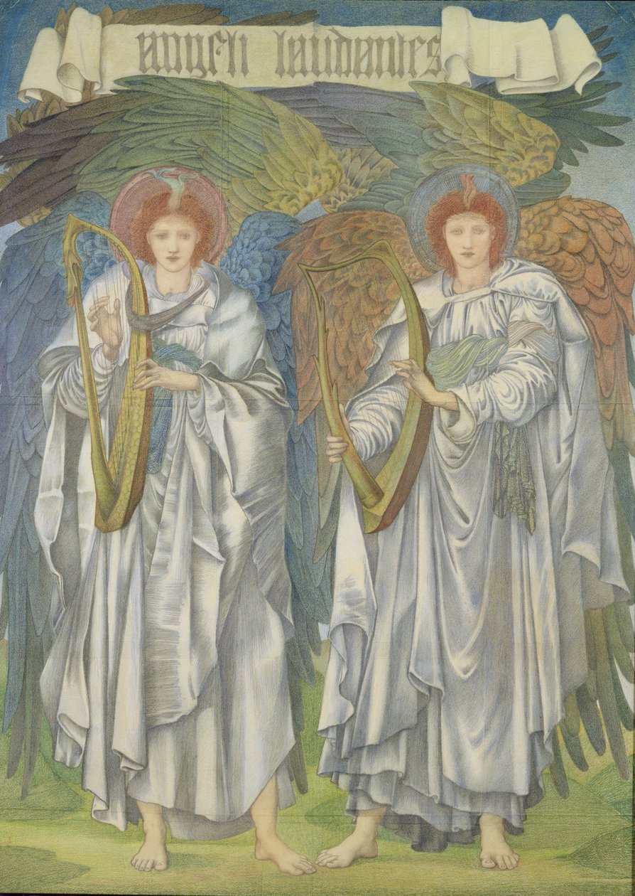 Angeli Laudantes, ca. 1887 (Entwurf für ein Fenster in der Kathedrale von Salisbury, auch für Wandteppiche) von Edward Burne Jones