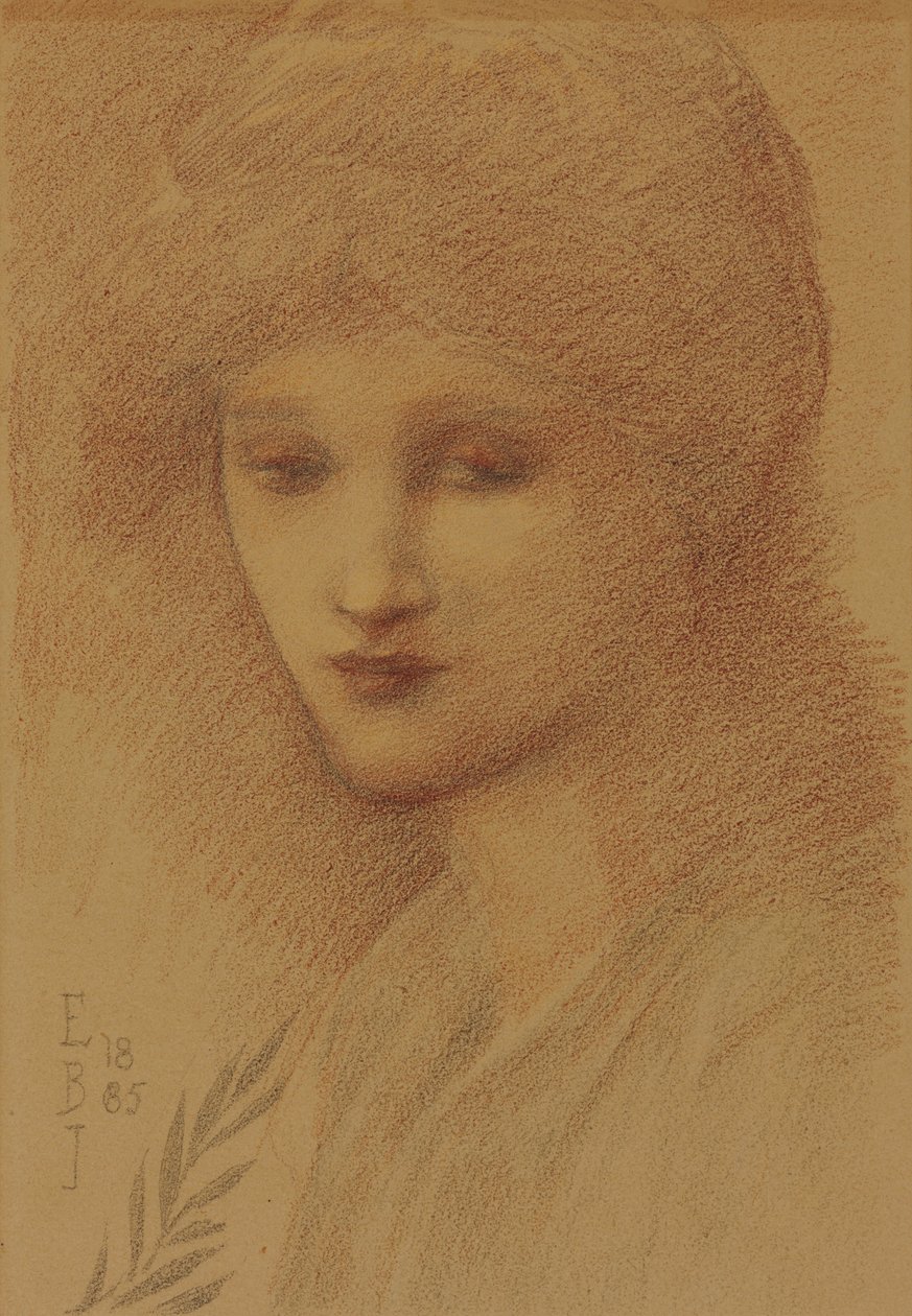 Porträt von Laura Lyttelton, geborene Tennant, mit gesenktem Blick, 1885 von Edward Burne-Jones