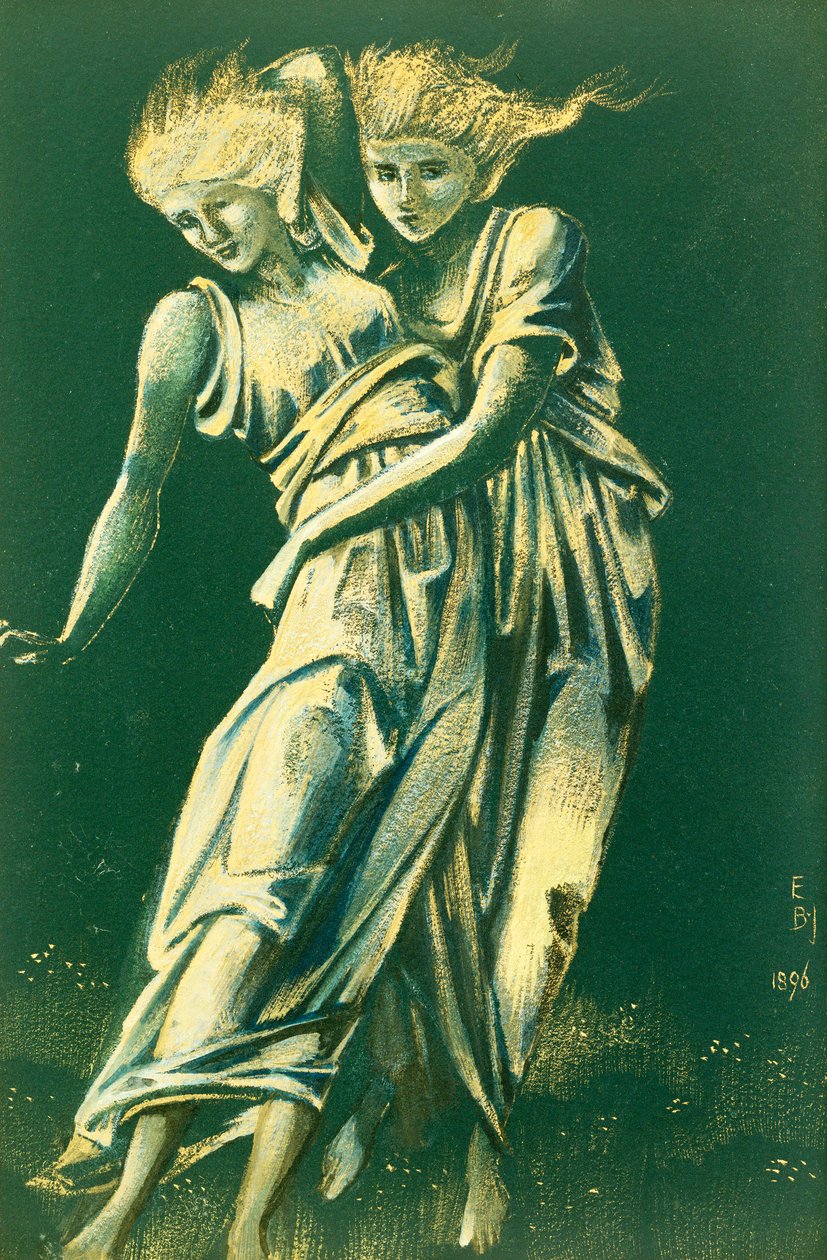 Studie von tanzenden Figuren in Umarmung: Ein Entwurf für Metall von Edward Burne Jones