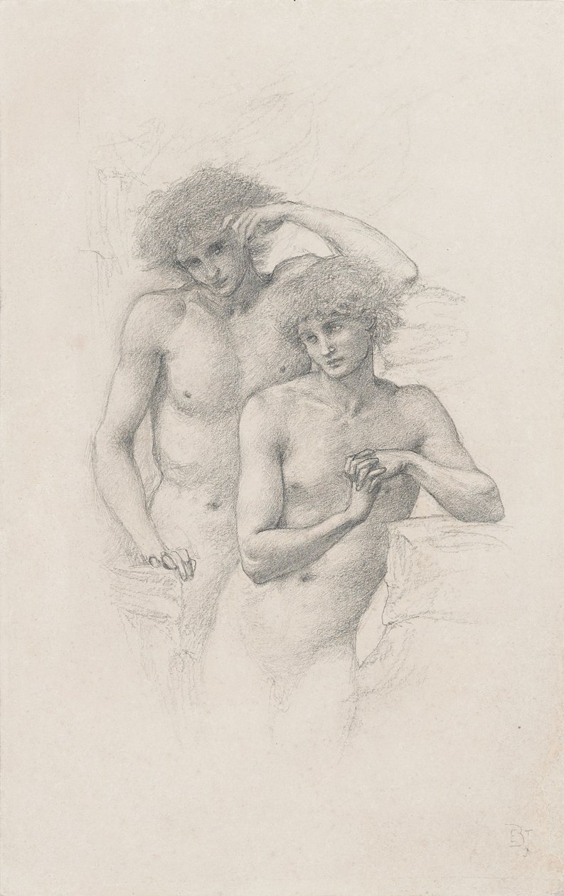Studie von zwei männlichen Akten für "Arthur in Avalon", ca. 1885 von Edward Burne Jones