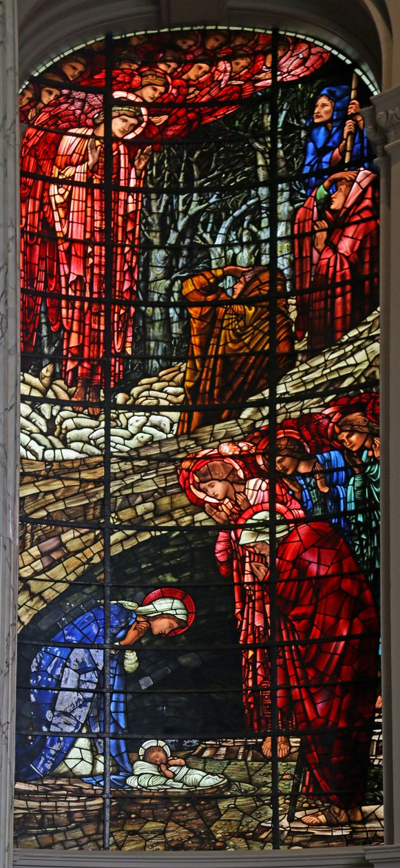 Die Geburt Christi und die Verkündigung an die Hirten, 1885-1897 (Buntglas) von Edward Burne Jones