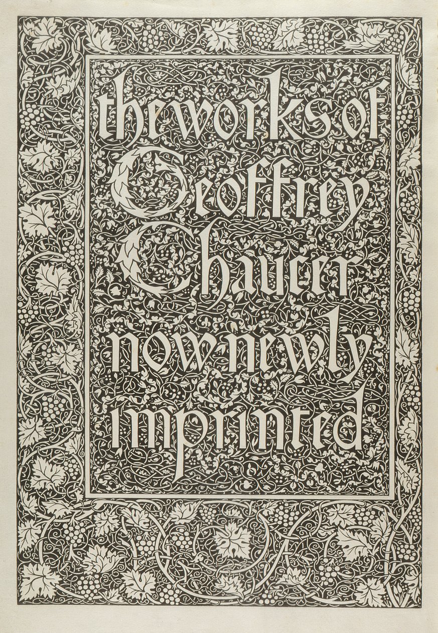 Titelseite, aus Die Werke von Geoffrey Chaucer jetzt neu gedruckt, graviert von William Morris (1834-96) 1896 von Edward Coley after Burne Jones