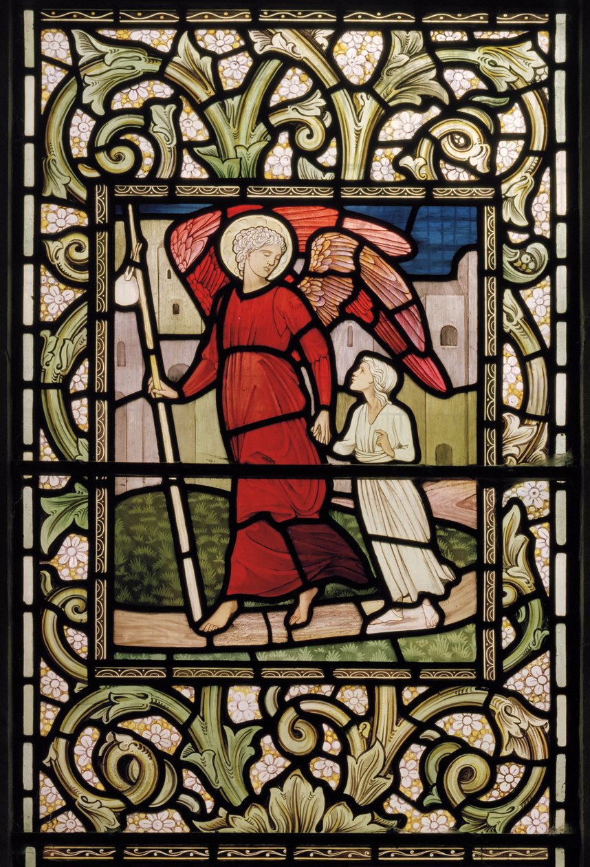 Das Kind mit Schutzengel (1902-1914) von Edward Coley and Dearle Burne Jones