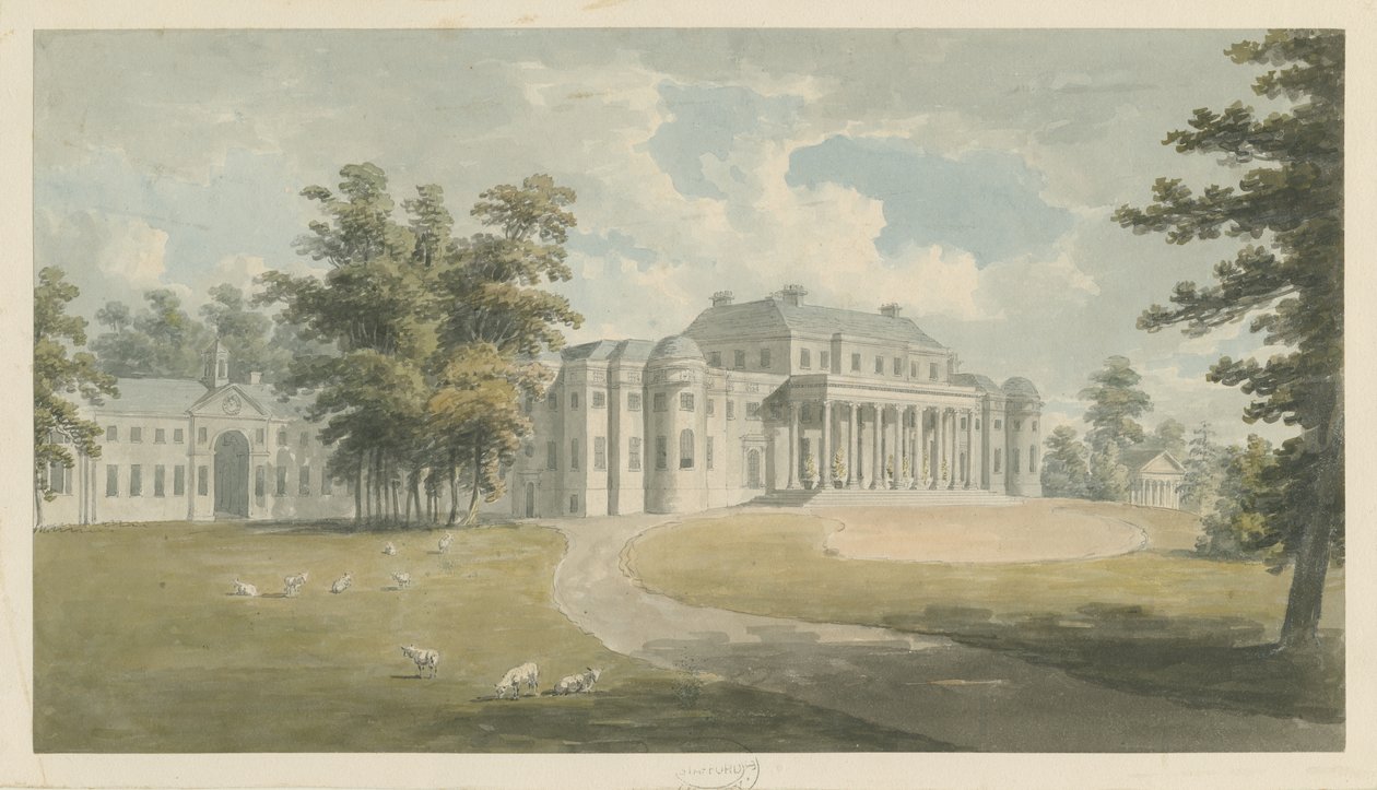 Shugborough Hall: Aquarell, undatiert [?spätes 18. Jh.] von Edward Dayes