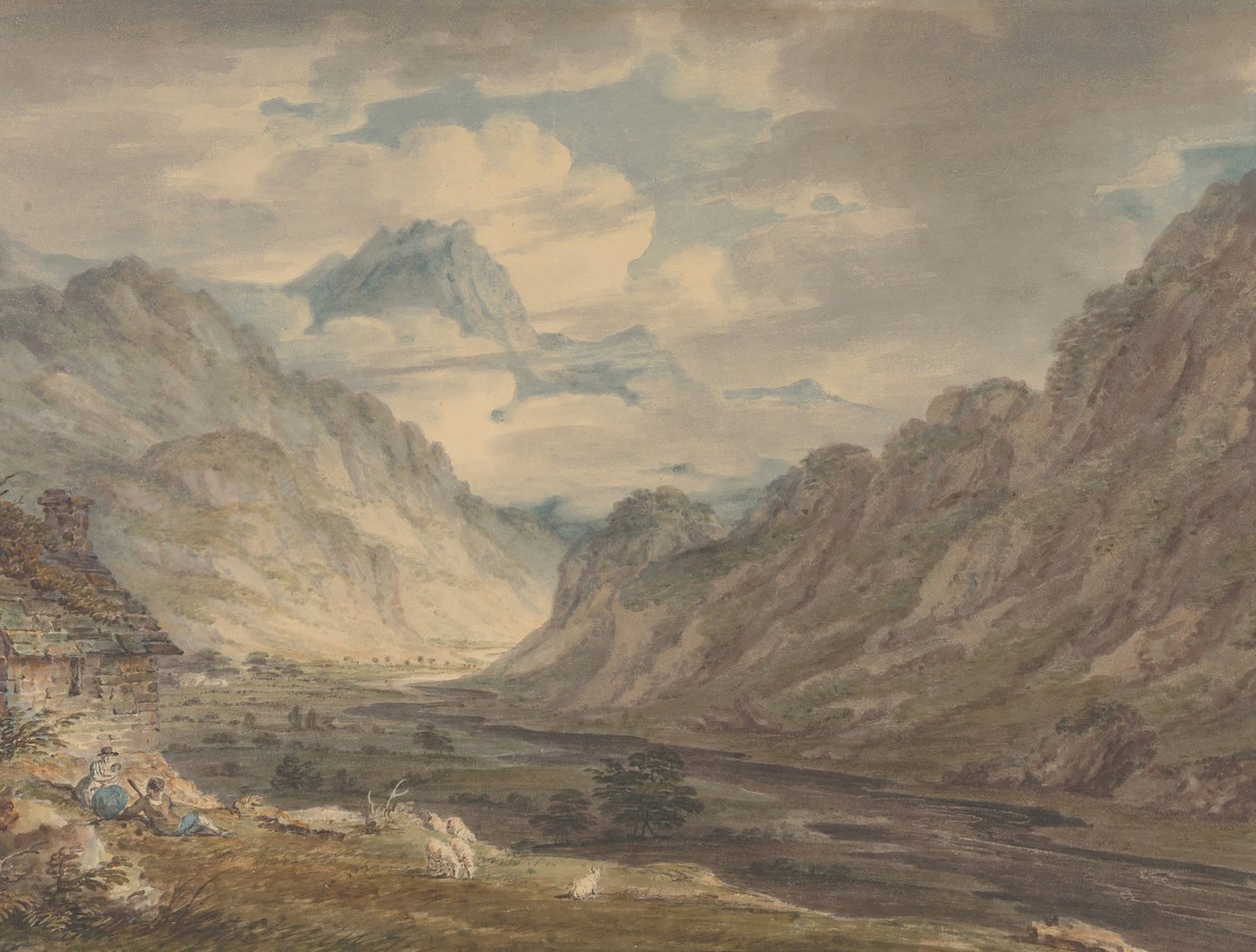 Der Honister Pass von Gatesgarth Farm, Gatesgarthdale, Lake District, 1789-1804 von Edward Dayes