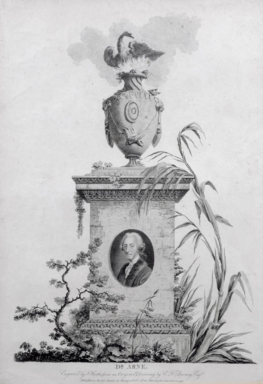 Dr. Thomas Augustine Arne (1710-78), graviert von James Heath (1757-1834), 1793 von Edward Francis Burney