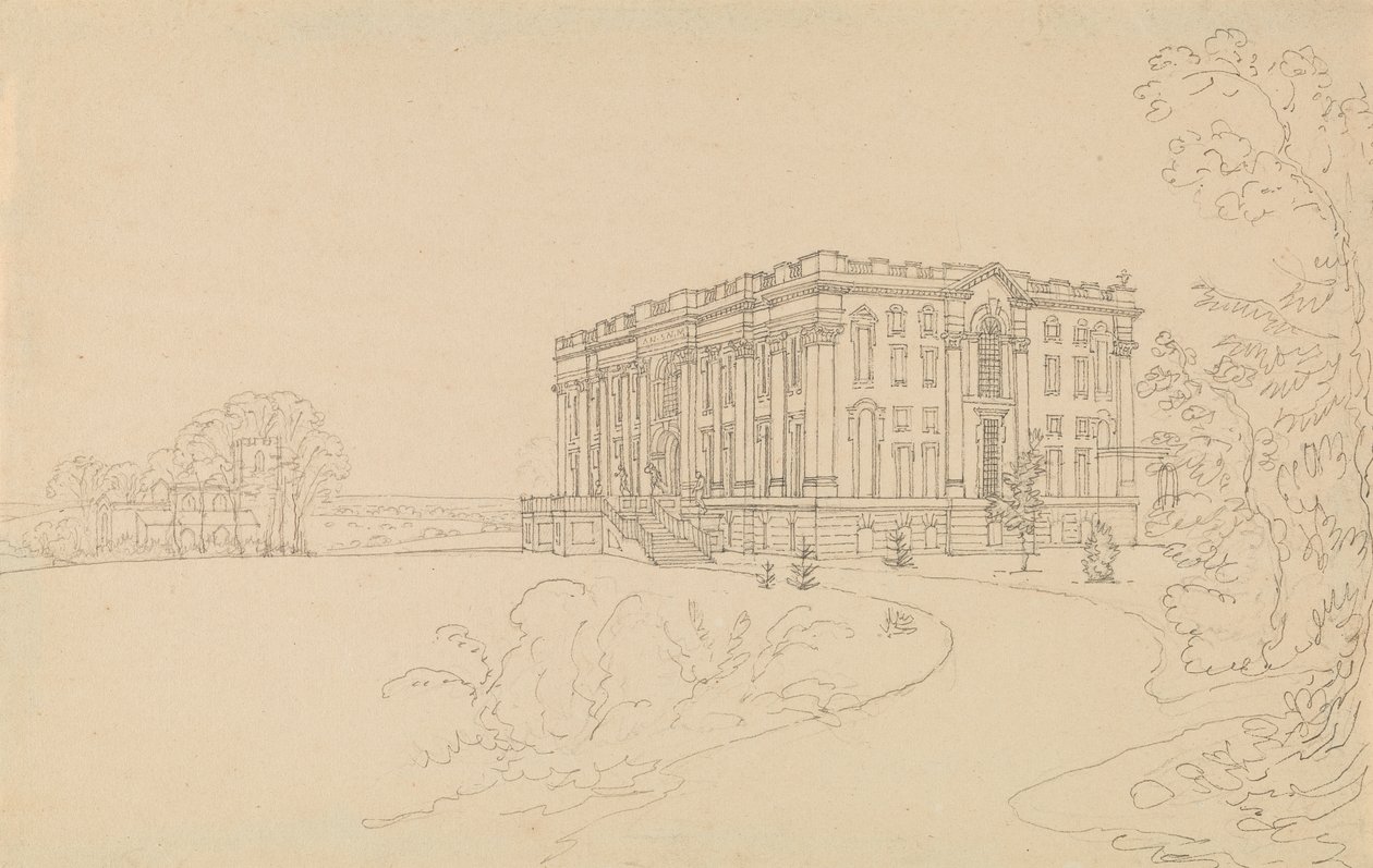 Ansicht von Easton Neston, Northants von Edward Francis Burney
