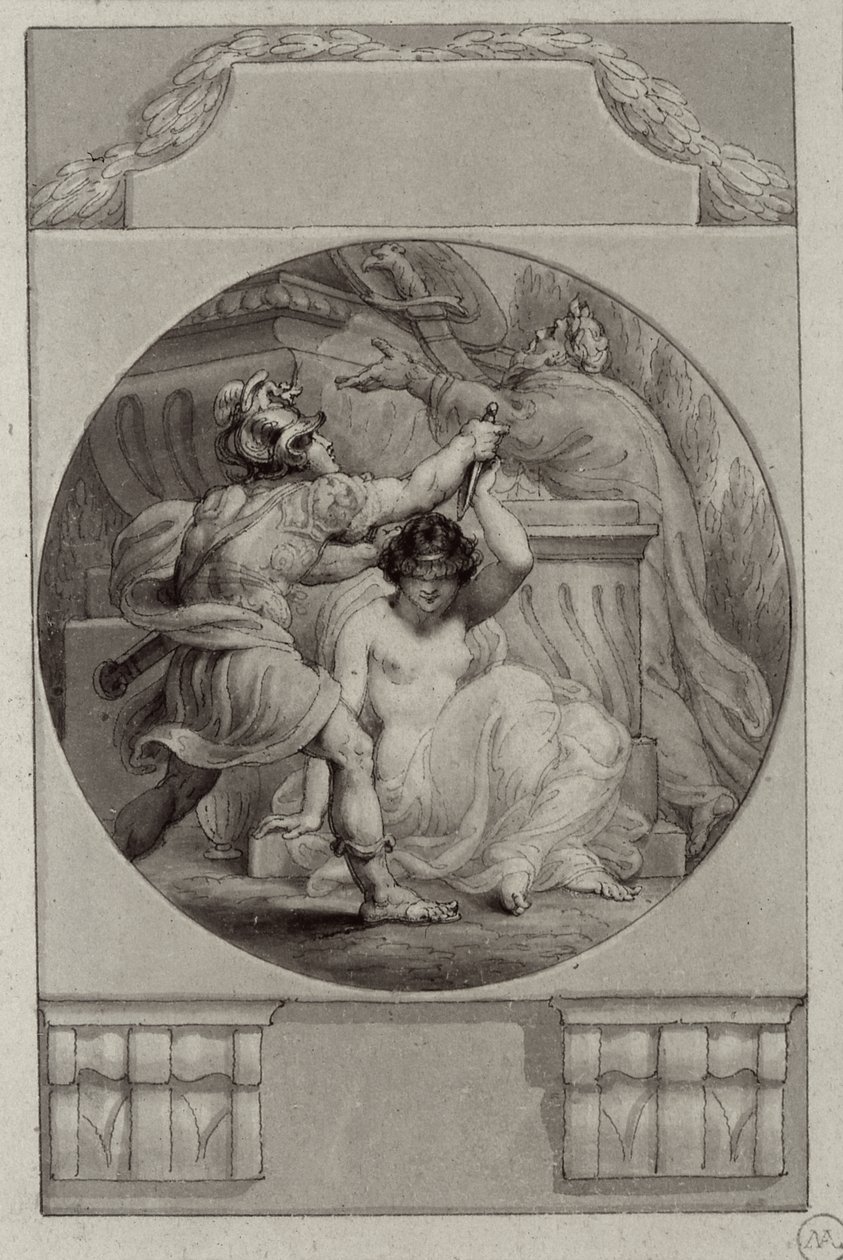 Krieger opfert eine junge Frau von Edward Francis Burney