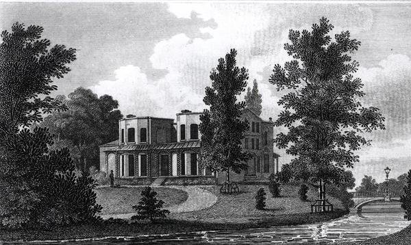 Lord Nelsons Villa in Merton, veröffentlicht 1806 von Edward Gyfford