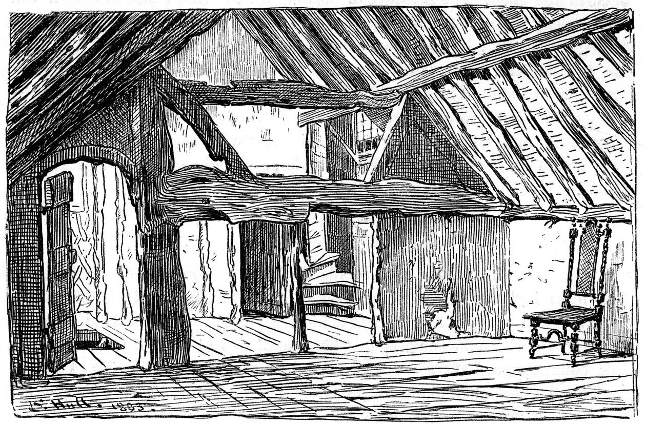 Das Obergeschoss von Shakespeares Geburtshaus, Stratford-upon-Avon, 1885 von Edward Hull