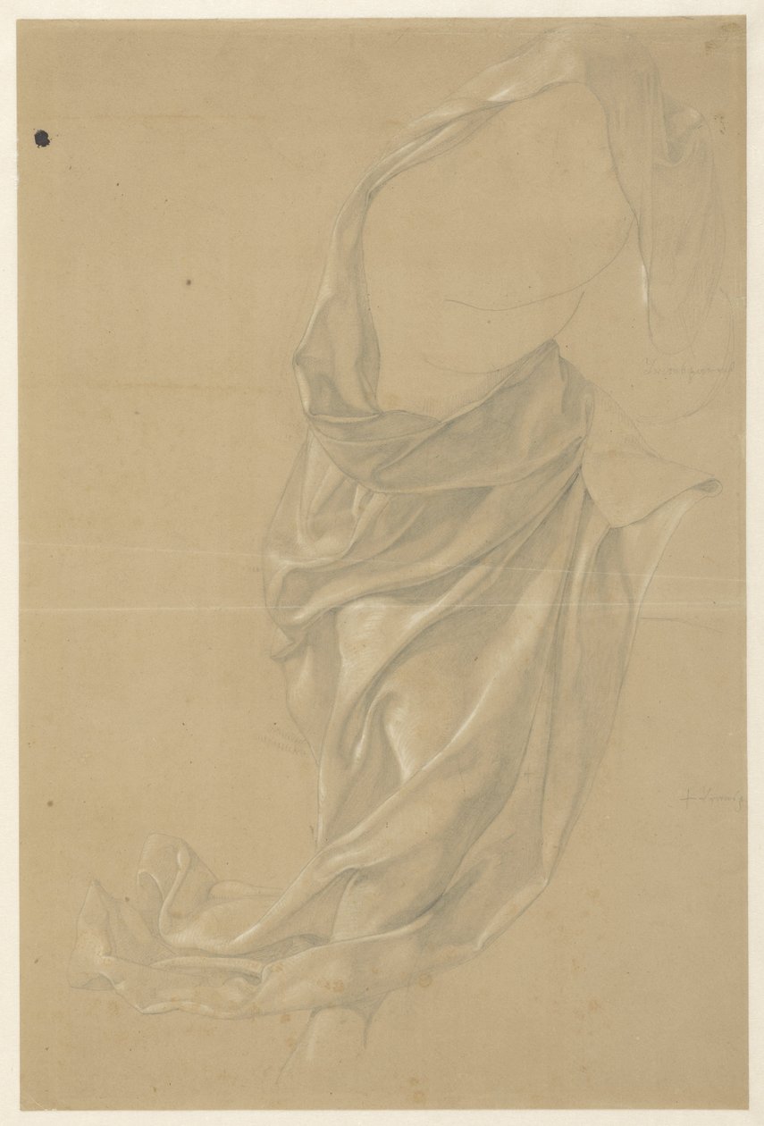Draperiestudie einer nach rechts schreitenden Figur, der Mantel über den Kopf geschlagen von Edward Jakob von Steinle