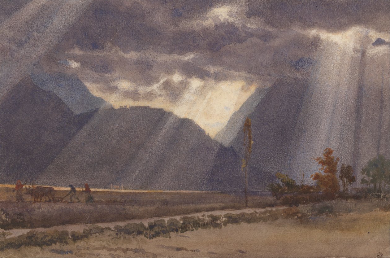 Landschaft bei Ageles - Gazost am Fuße der Pyrenäen von Edward John Poynter