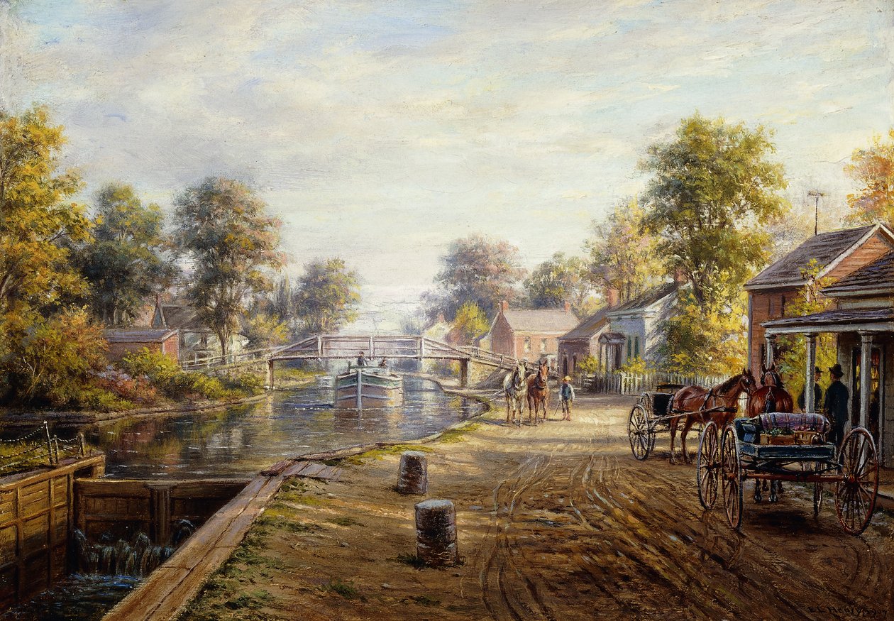 Szene entlang des Delaware- und Hudson-Kanals, 1907 von Edward Lamson Henry