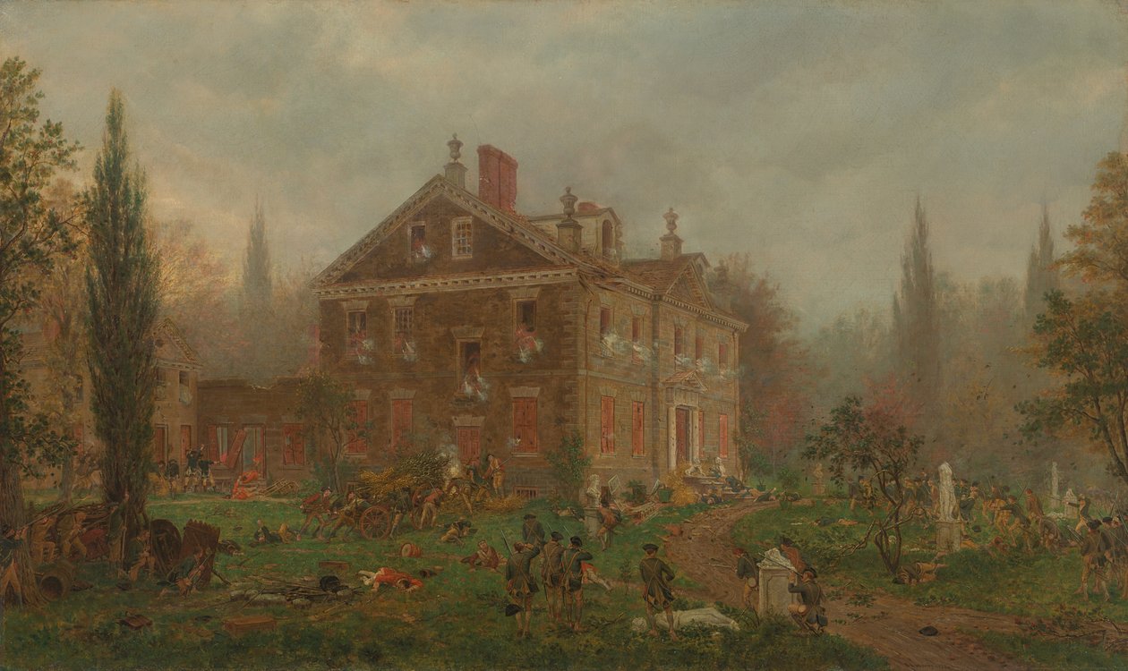 Der Angriff auf Chews Haus während der Schlacht von Germantown, 1777 von Edward Lamson Henry
