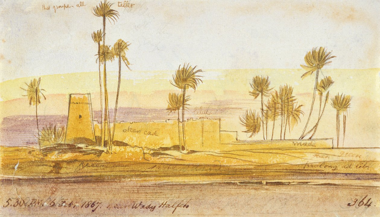 In der Nähe von Wady Halfeh, 17:30 Uhr, 6. Februar 1867 von Edward Lear