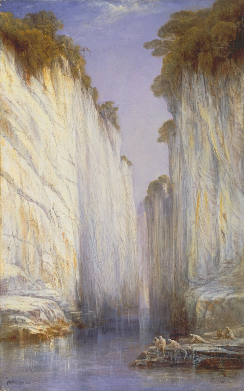 Die Marmorfelsen - Nerbudda Jubbolpore, 1882 von Edward Lear