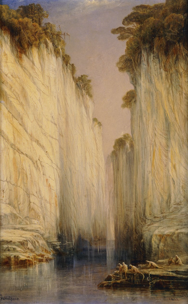 Die Marmorfelsen - Nerbudda Jubbulpore, 1882 von Edward Lear