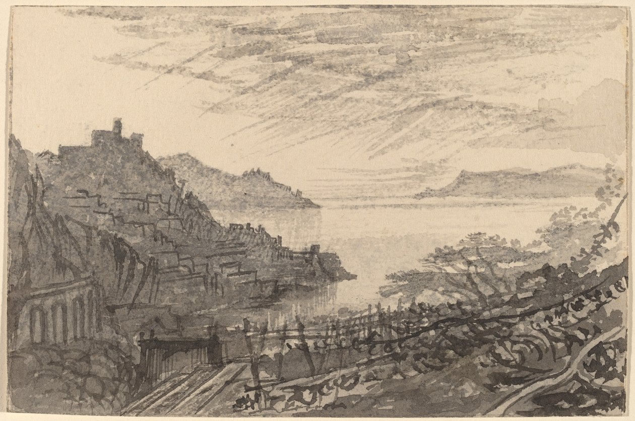 Blick auf eine Bucht von einem Hügel Amalfi, 1884-1885 von Edward Lear