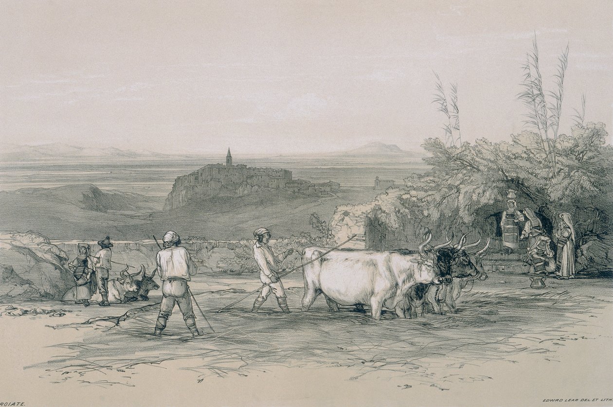 Ansichten von Rom und seiner Umgebung: Roiate, eine Stadt in der Nähe von Subiaco von Edward Lear