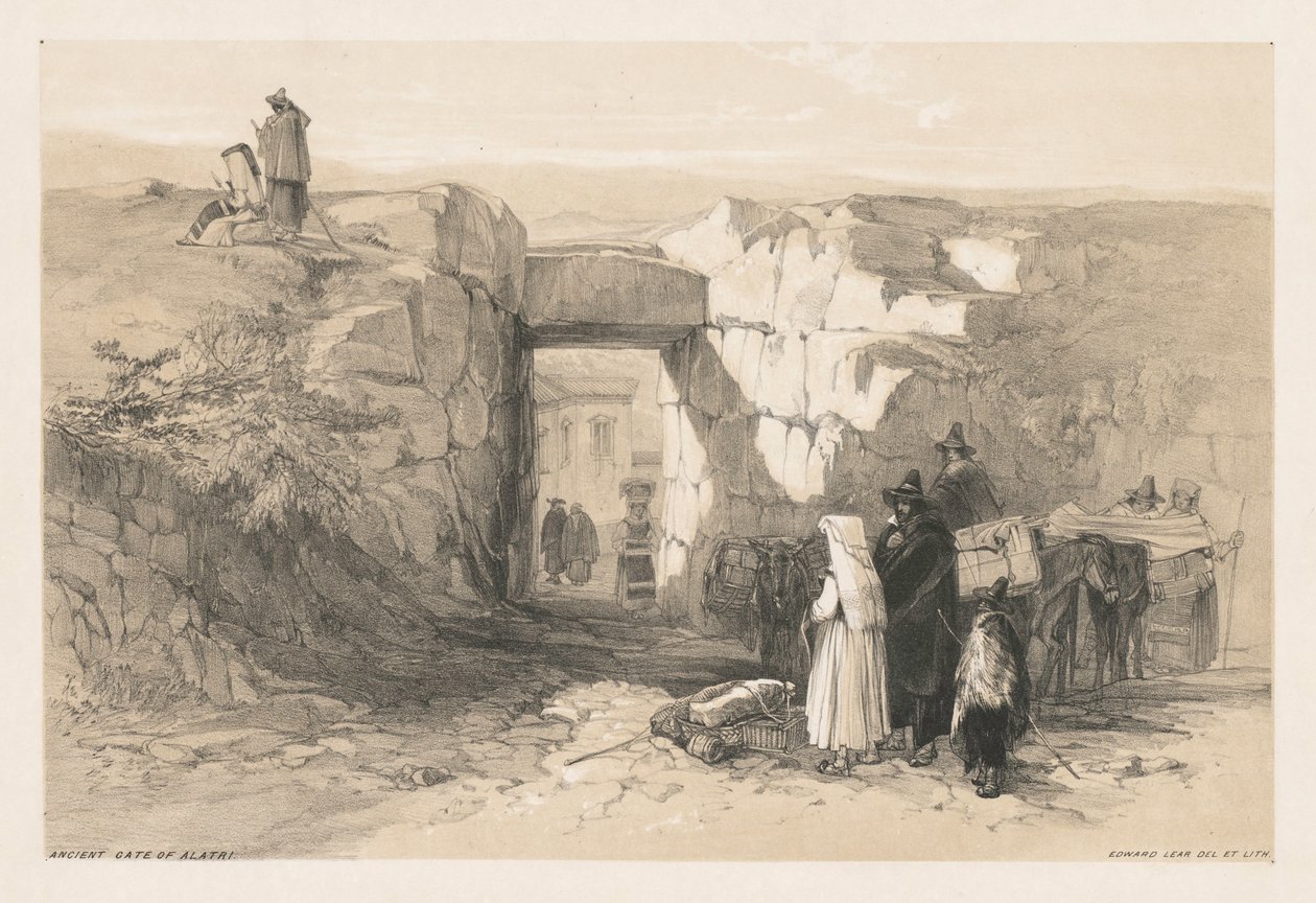 Ansichten von Rom und seiner Umgebung: Antikes Tor von Alatri, 1841 von Edward Lear