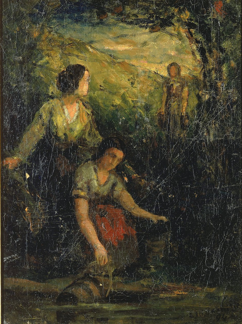 Der Trinkpool (drei Frauen am Wasser) von Edward Mitchell Bannister