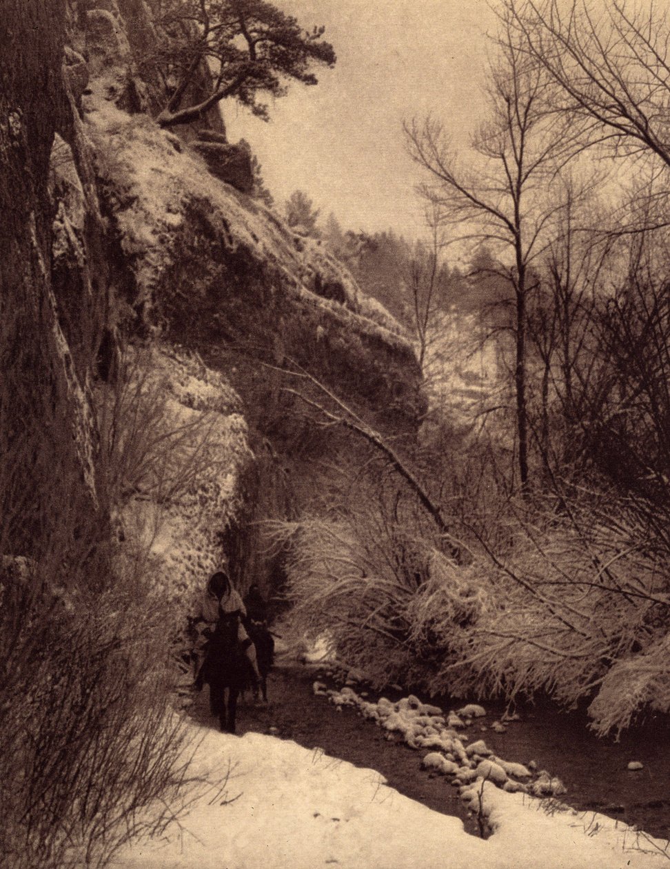Am Rand der Klippe, Winterszene von Edward Sheriff Curtis