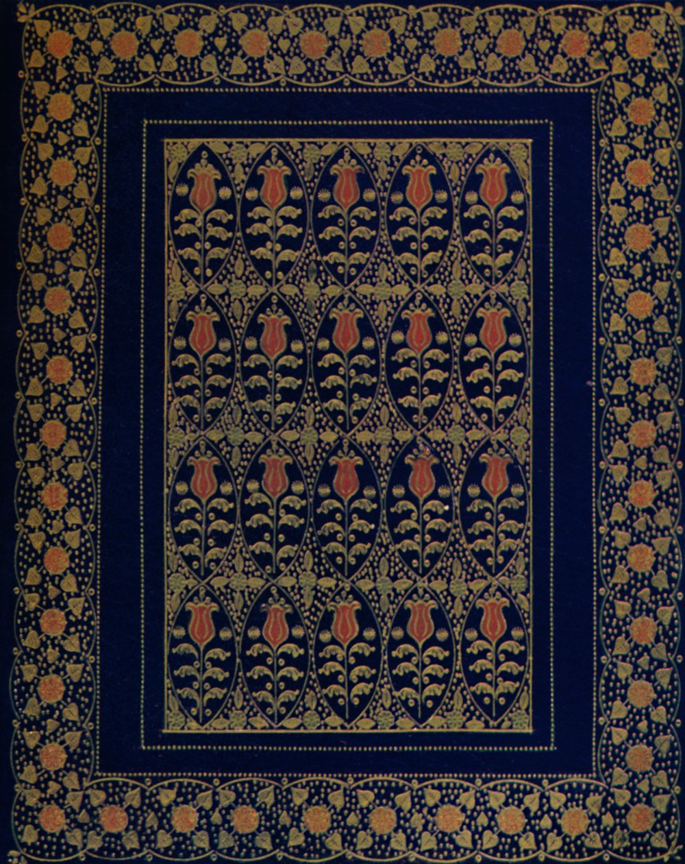 Buchbindung in blauem Marokko mit Einlage und Goldprägung von Edward Sullivan
