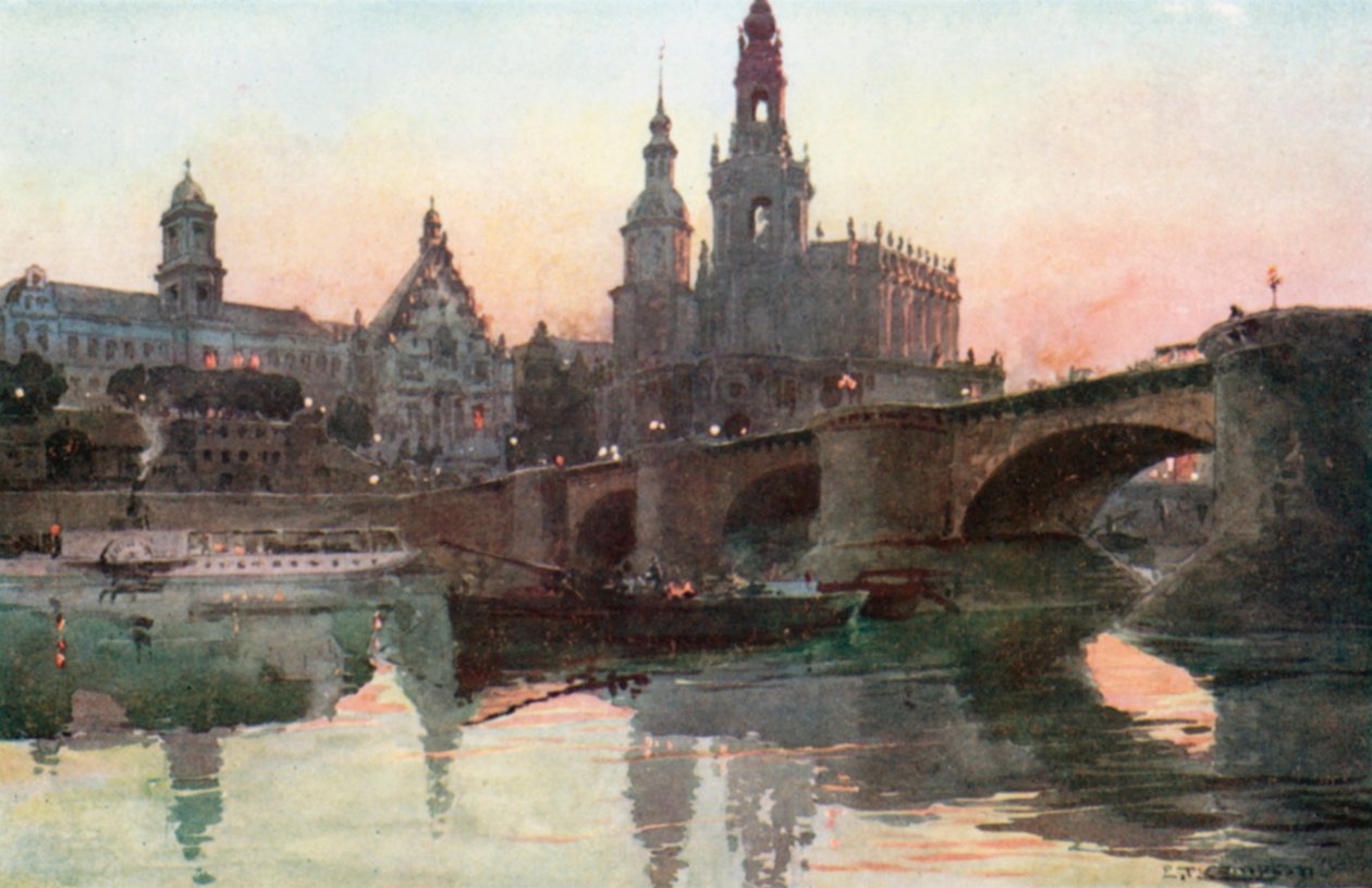 Dresden – Augustusbrücke von Edward Theodore Compton