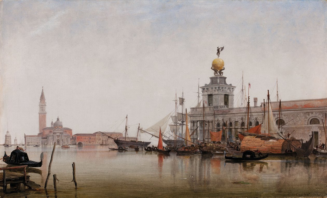Die Dogana di Mare mit San Giorgio Maggiore im Hintergrund, 1863 von Edward William Cooke
