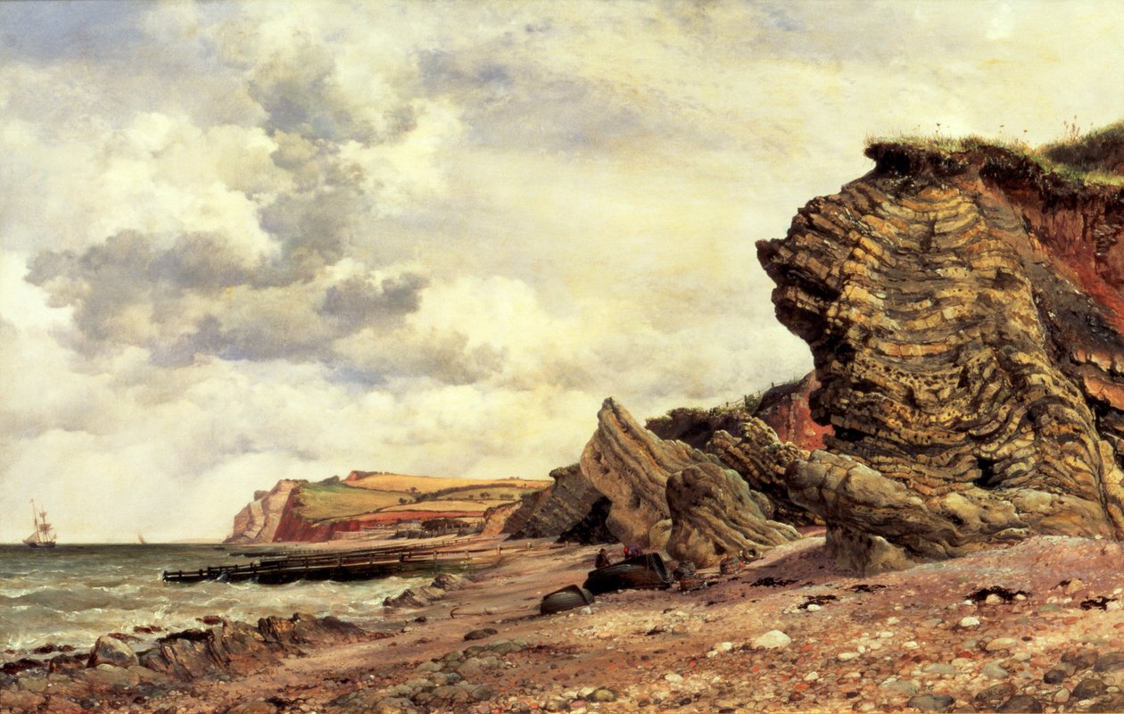 Triassische Klippen, Blue Anchor, North Somerset, 1866 von Edward William Cooke