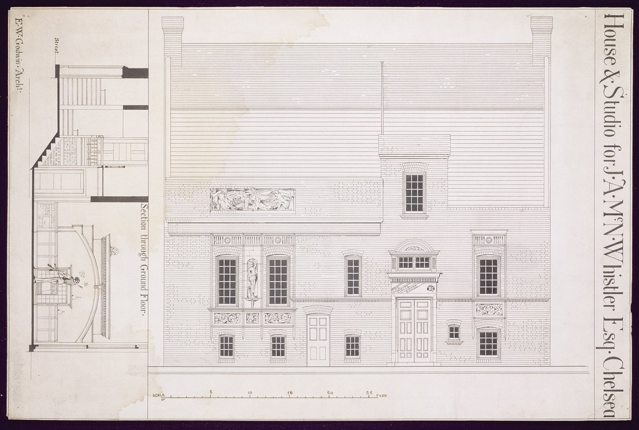 Entwurf für Haus und Studio für J.A.M. Whistler Esq, Chelsea, ca. 1877-78 von Edward William Godwin