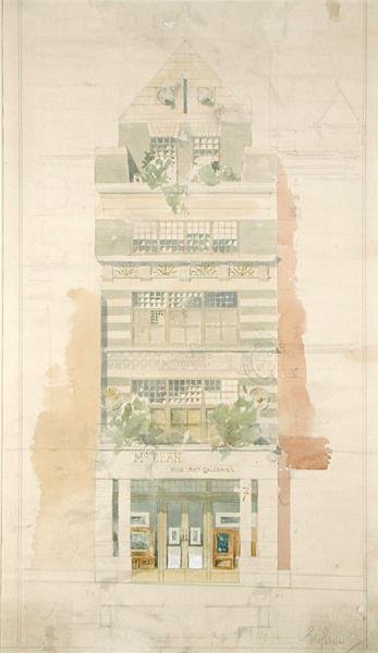 Entwurf für die Fassade der McLean Fine Art Galleries, Haymarket, London von Edward William Godwin