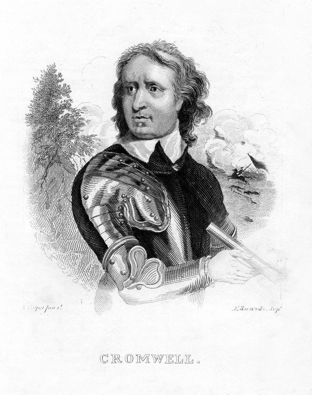 Oliver Cromwell, englischer Militärführer und Politiker, 19. Jahrhundert von Edwards