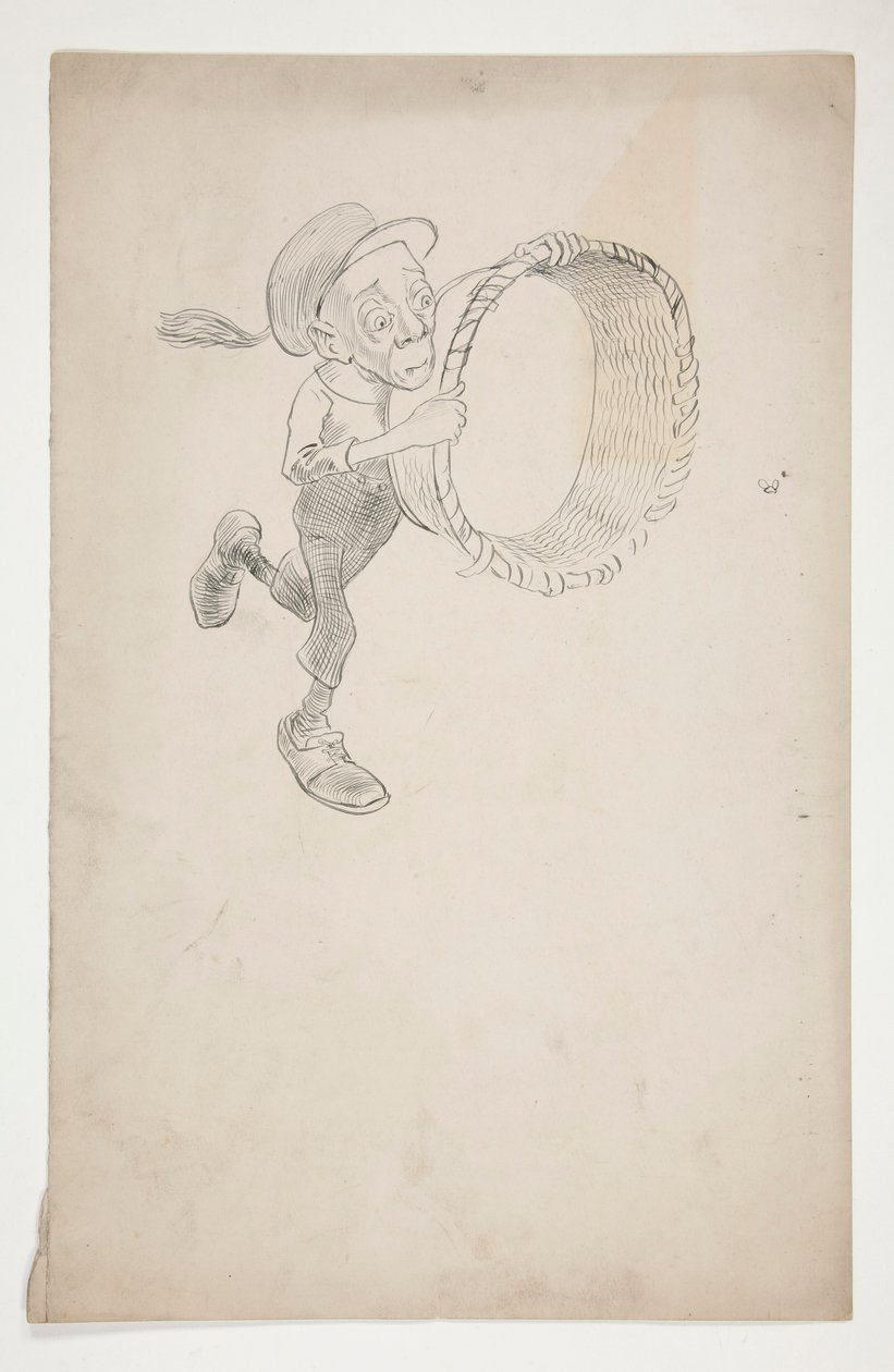 Karikatur eines Mannes, der eine Biene mit einem Korb jagt von Edwin Austin Abbey