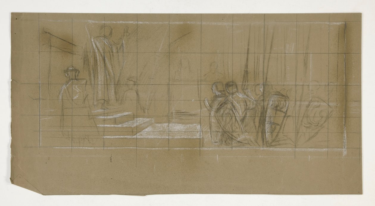 Kompositionsstudie für Die Abreise, aus Die Suche nach dem Heiligen Gral (eine Serie von fünfzehn Gemälden für die Boston Public Library, abgeschlossen 1901) von Edwin Austin Abbey