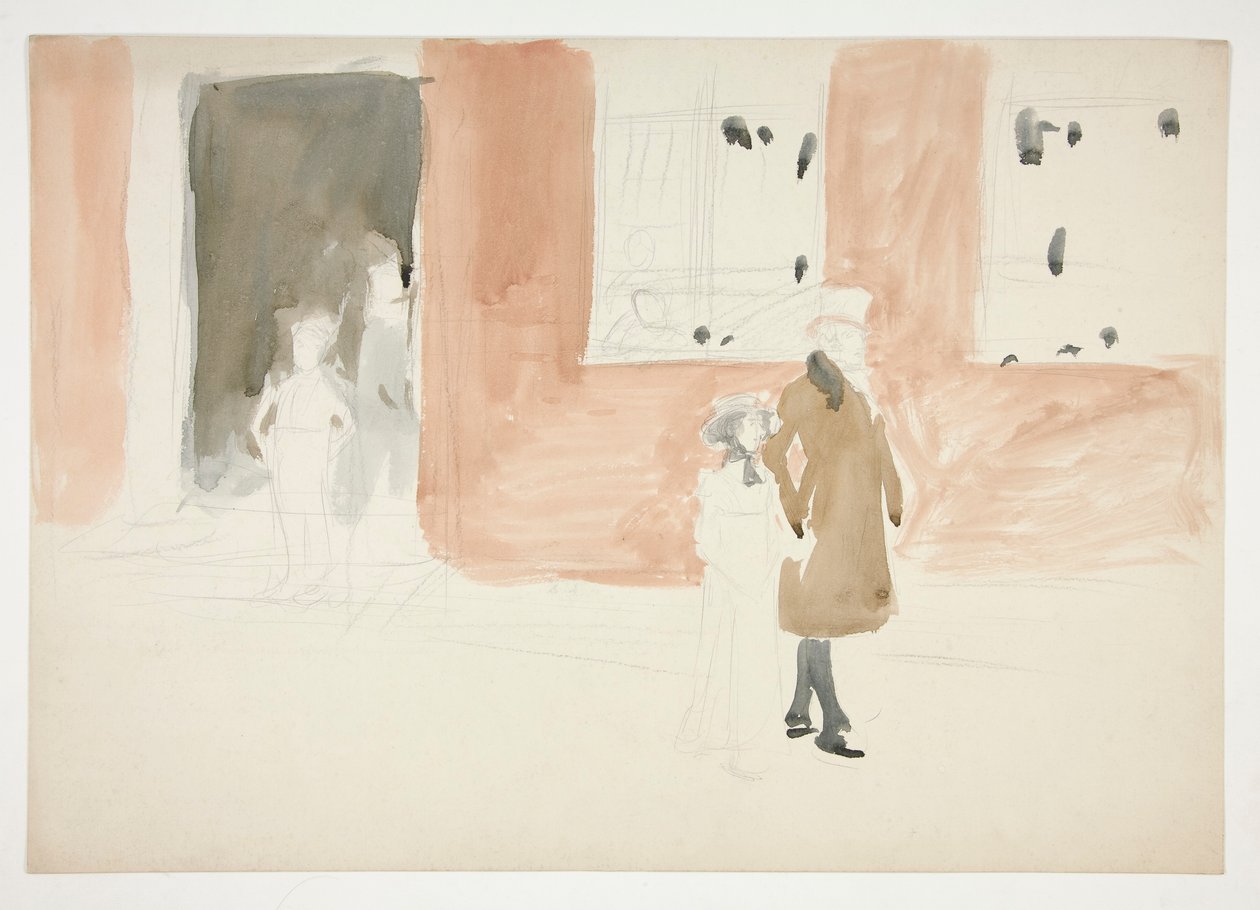 Paar beim Spaziergang - (unidentifizierte Illustration) von Edwin Austin Abbey