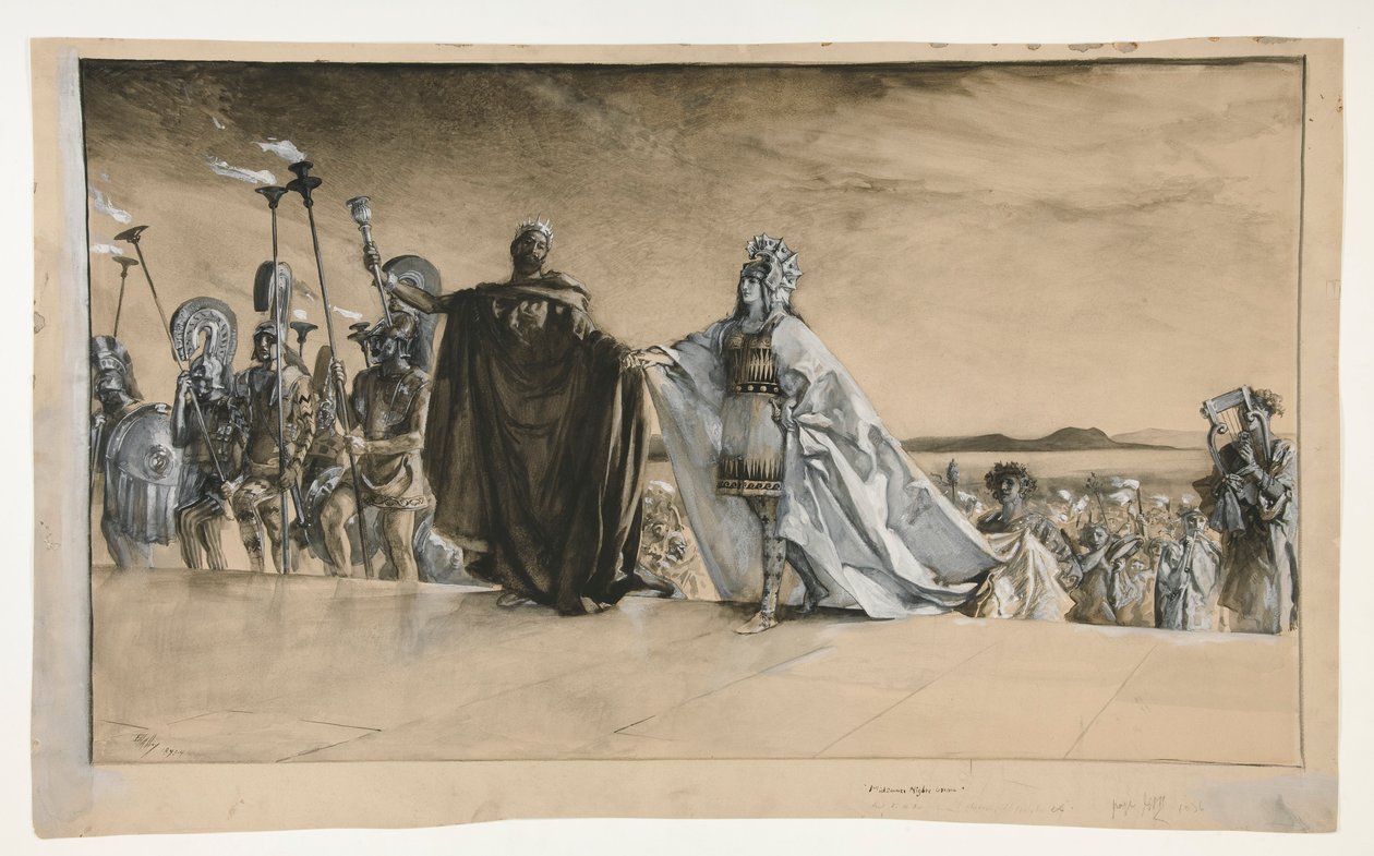 Theseus tritt ein, Illustration für Akt I, Szene i, Ein Sommernachtstraum von Edwin Austin Abbey