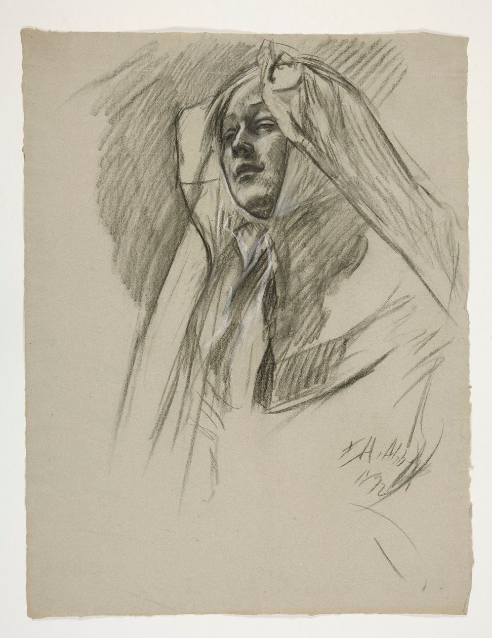 Figurenstudie für die Kindheit von Galahad, aus Die Suche nach dem Heiligen Gral (eine Serie von 15 Gemälden für die Boston Public Library, abgeschlossen 1901) von Edwin Austin Abbey